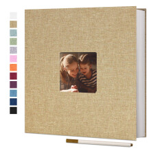 Vienrose stort fotoalbum Selvklæbende til 4x6 8x10 billeder linned scrapbog album DIY 40 blanke sider med en metallisk pen