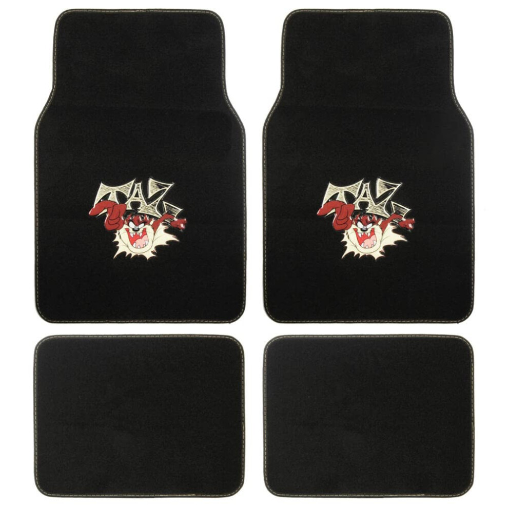 Bdk Warner Brothers Cute Tazmanian Devil Licensed Auto Carpet Floor Mats, Universal Fit 4Pc Set Front & Rear For Car Truck Van Suv 826942160097
