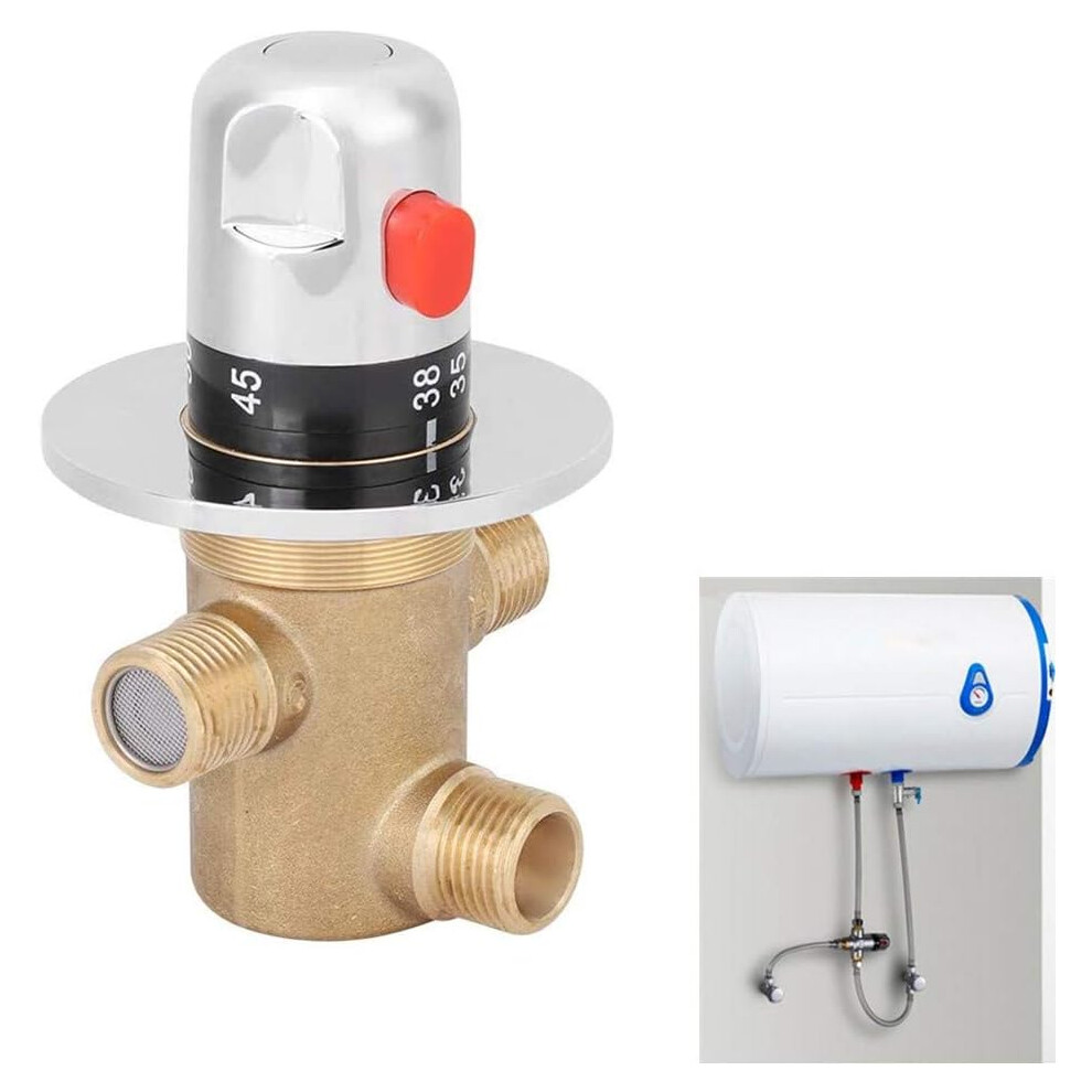 Brass Mixer 3 Way Thermostat G1/2In 3 Way Brass Mixer Thermostat Faucet Faucet Temperature Mixer Control Valve Home Bathroom 749691199203