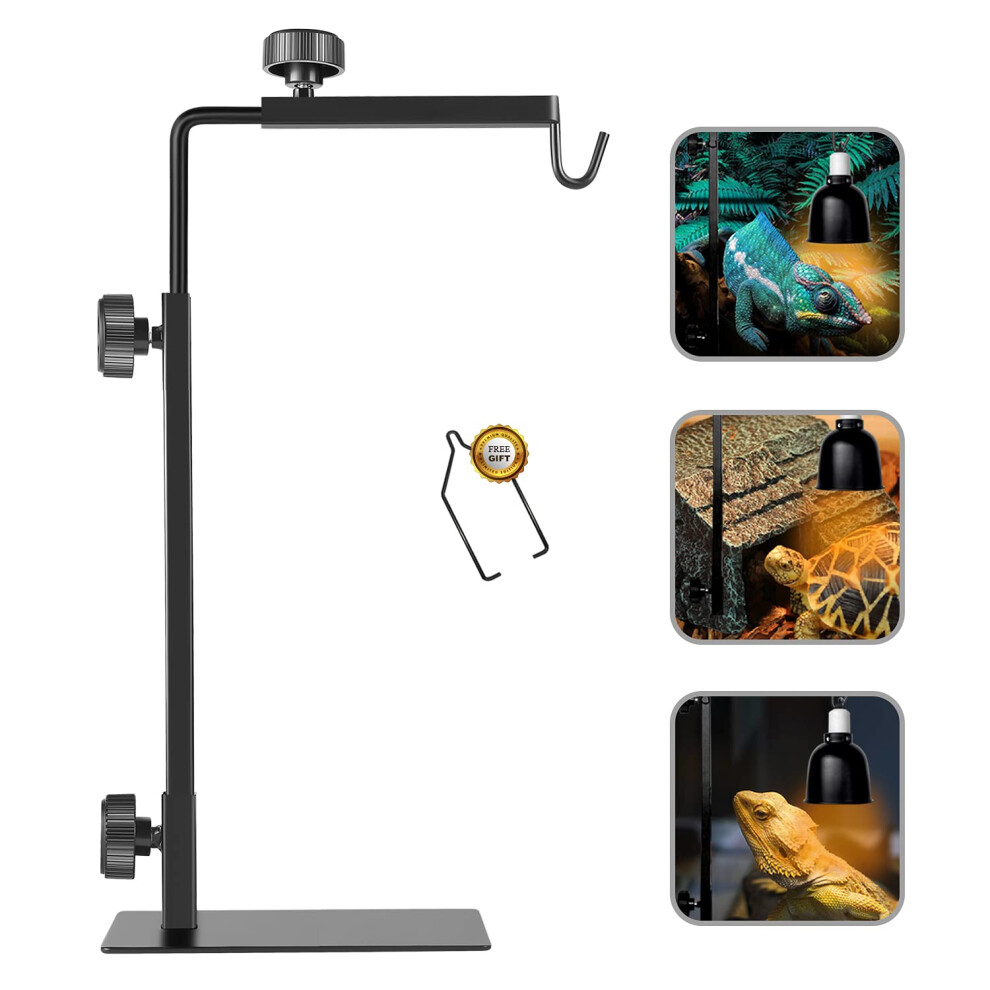 BOURDSERK Reptile Lamp Stand Adjustable 16-31 Inch Domes Heat Lamp Metal Bracket Floor Light Holder for Reptile Terrarium Lighting Heating Light