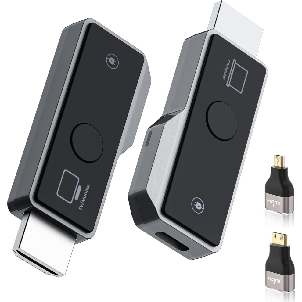 (1 Transmitter & 1 Receivers) Wireless HDMI Transmitter and Receiver,100ft/30m Range, 1080P, 2.4G/5G Plug & Play Portable HDMI Streaming