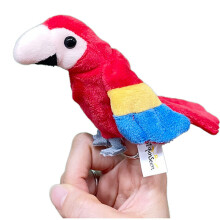 (Red Parrot) Pp Marine Animal Cotton Filled Plush Animal Finger Puppet Fun For Family