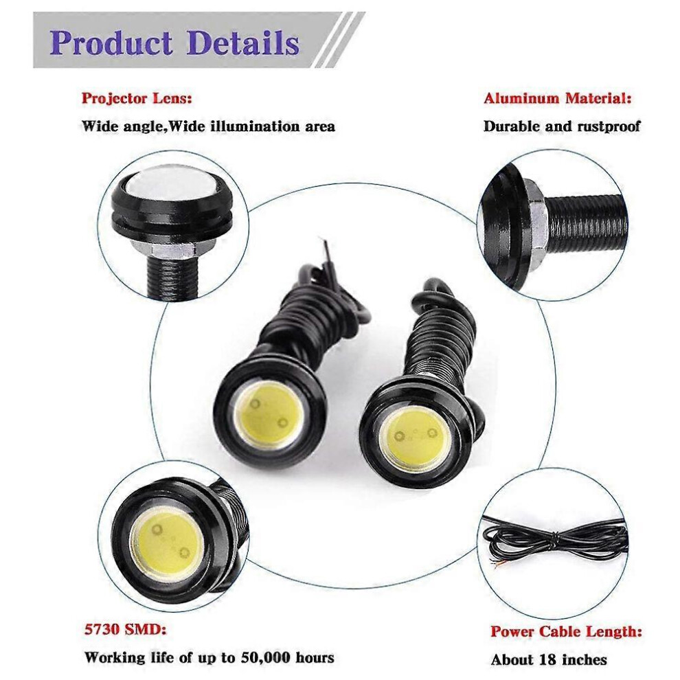 (As Show, One Size) 4Pcs 18Mm Eagle Eye Led Bulbs Daytime Running S Car Trunk Motorcycle Marker S Lamp T Light 6909775642733
