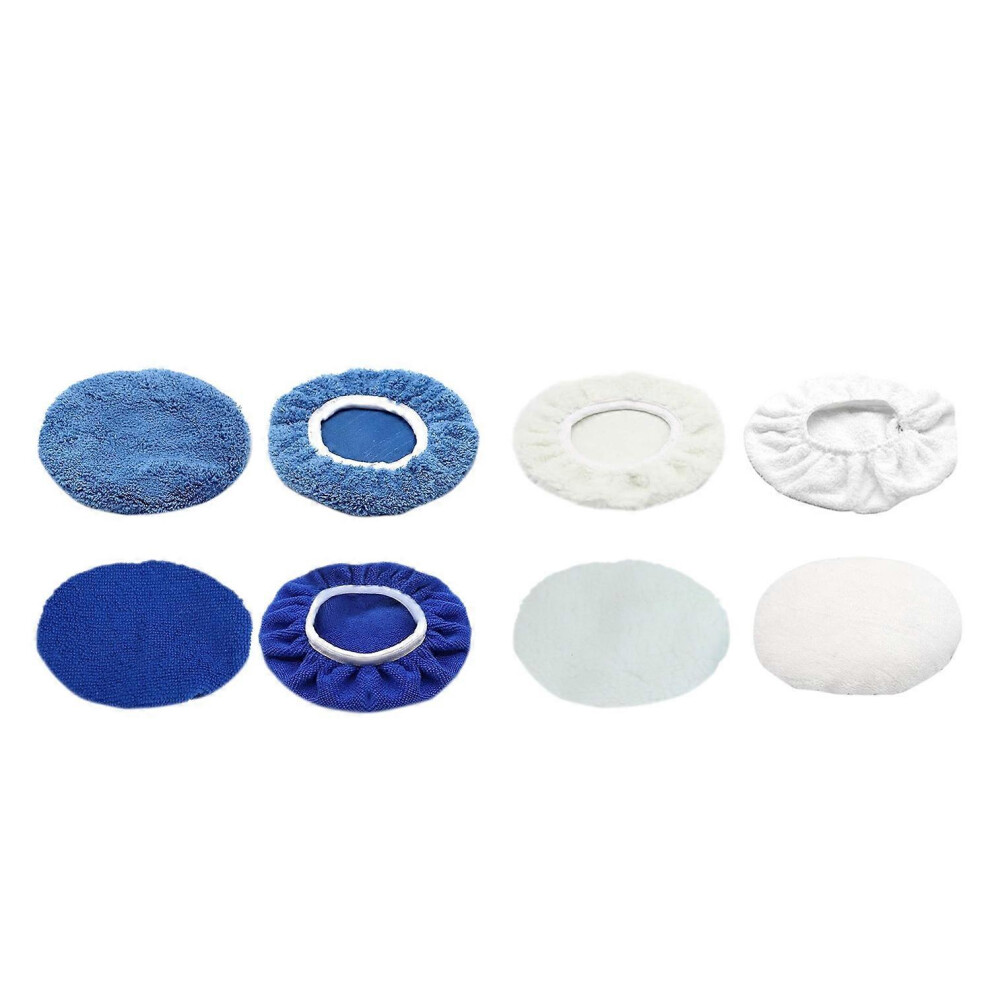 (As Show, One Size) 8Pcs Car Polishing Pad Bonnet Set Microfiber Cotton Wool Fleece Buffing Pad Cover For 6In Car Coral 6909775557860