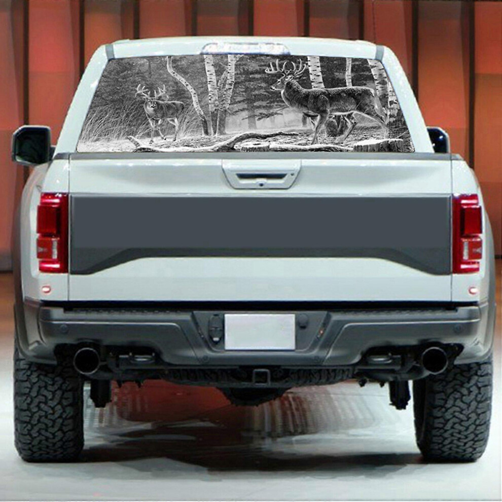 (As Show, One Size) Car Sticker Deer Forest Rear Window Graphic Decal For Car Truck Suv 135*36Cm 6909775598269