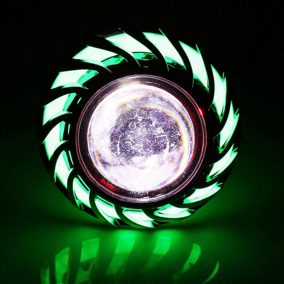 (As Show, One Size) Motorcycle Head Led Projector Lens Single Halo Angel Devil Eye Spot Light/Green 6909775538470