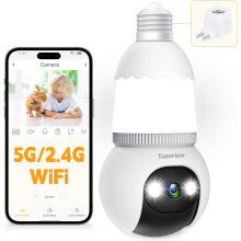 (1 Pack) 4MP Light Bulb Security Camera 5G&2.4GHz Wireless Outdoor Indoor Camera with Night Vision, Motion Detection, 360 Remote Viewing, and Real-Time Alerts
