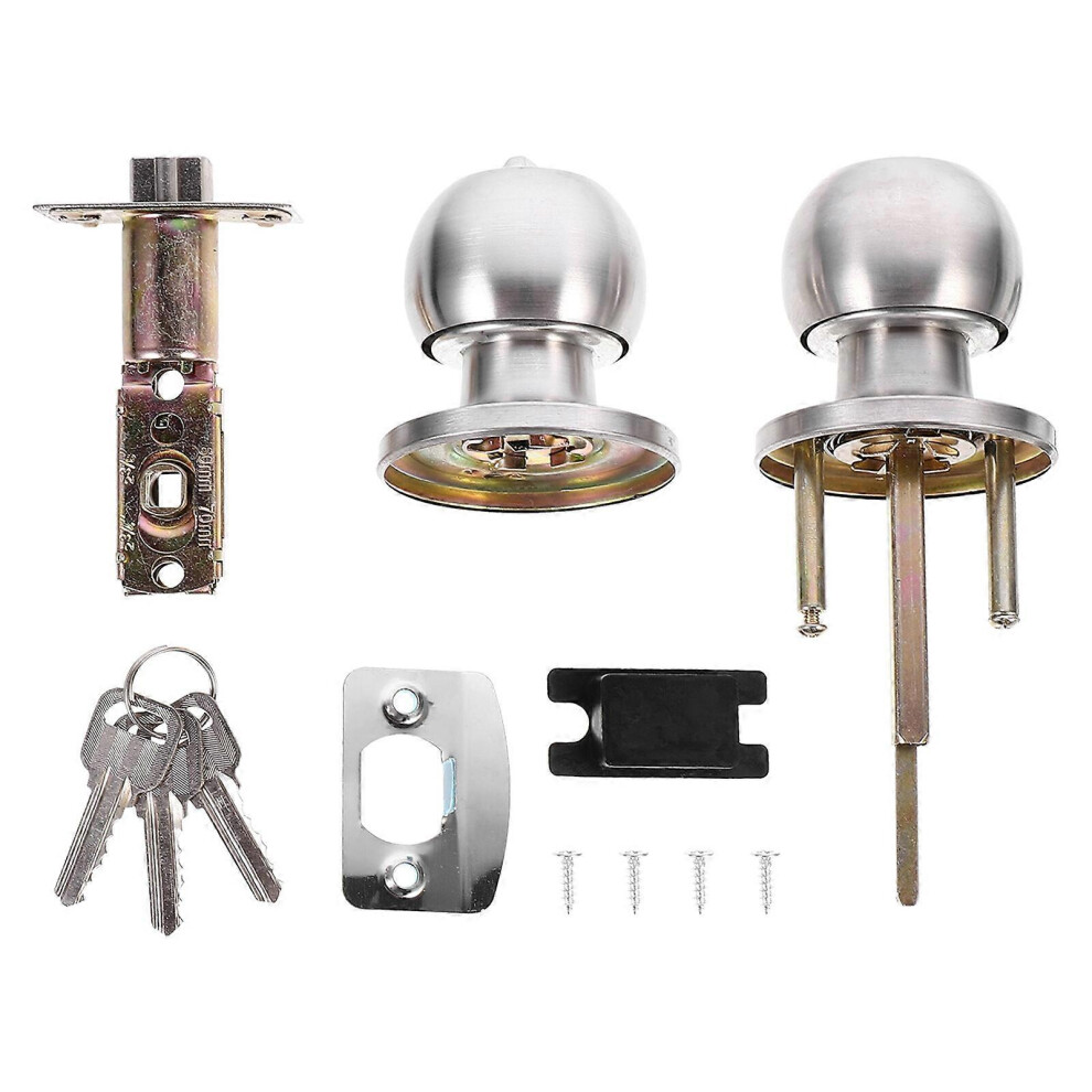 Kricely (As Show, One Size) 1 Set Of Household Room Door Lock Stainless Steel Knob Lock Spherical Lock