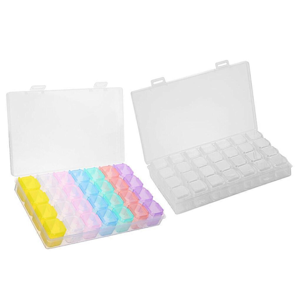 Kricely (As Show, One Size) 2Pcs Jewelry Organizer Box Nail Charm Organizer 28-Grid Jewelry Organizer Box Decor