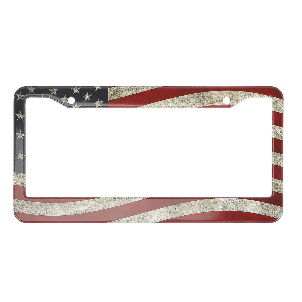 Kricely (As Show, One Size) Car License Plate Frame American Flag License Plate Cover Retro License Frame