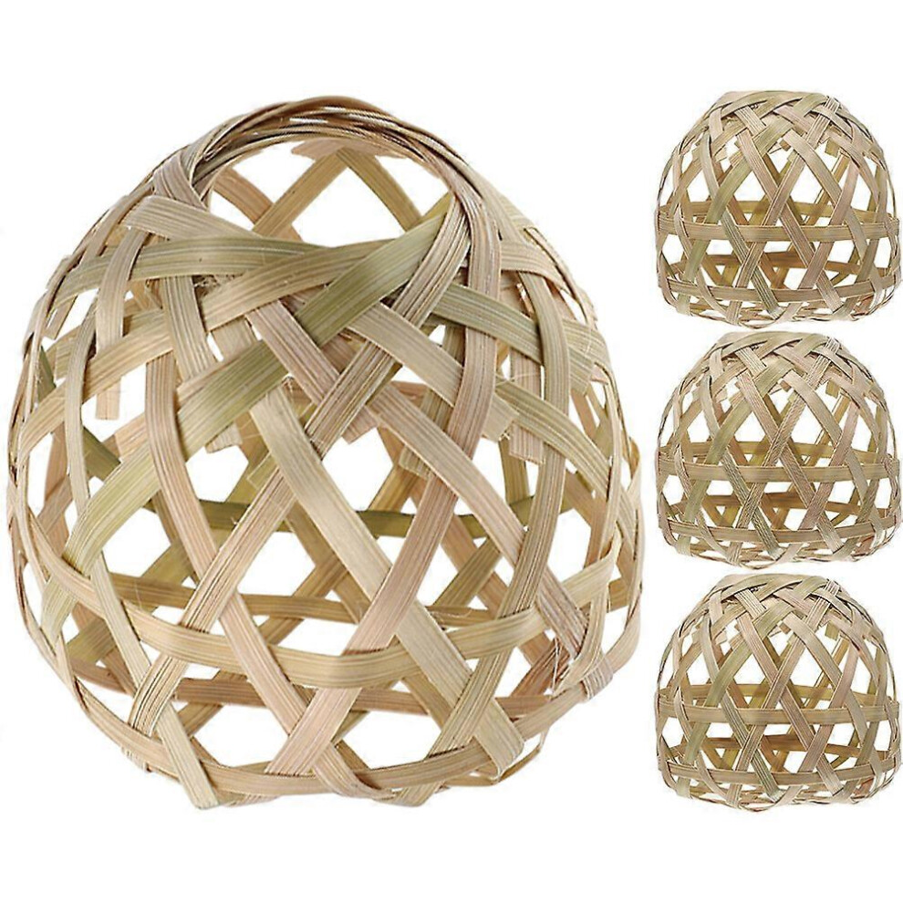 Kricely (As Show, One Size) 4Pcs Woven Bamboo Lamp Shade Lamp Cover Rustic Style Woven Lamp Cover Pendant Lampshade Light