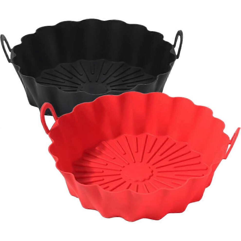 Kricely (As Show, One Size) 2Pcs Air Fryer Silicone Liners Reusable Air Fryer Silicone Pot Non-Stick Air Fryer Pad Random Color