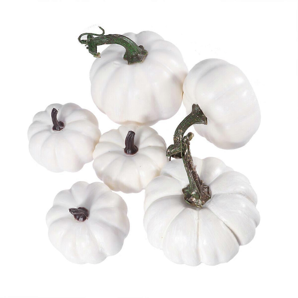 Kricely (As Show, One Size) 6Pcs Artificial Pumpkins Realistic Mini Pumpkin For Diy Craft Halloween Fall Harvest Thanksgiving Party Decoration