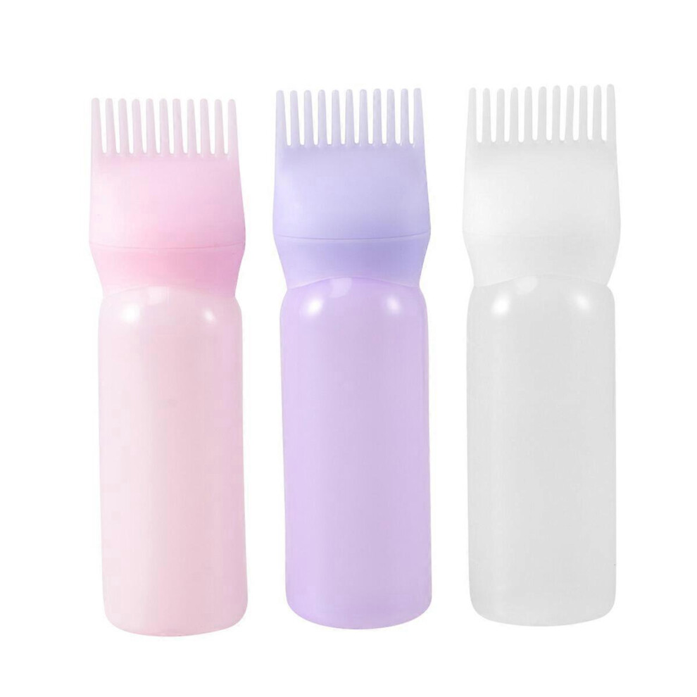 Kricely (As Show, One Size) 3Pcs Hair Dye Bottle Applicator Comb Dispensing With Graduated Scale Salon Hair Coloring Dyeing (Random Color)