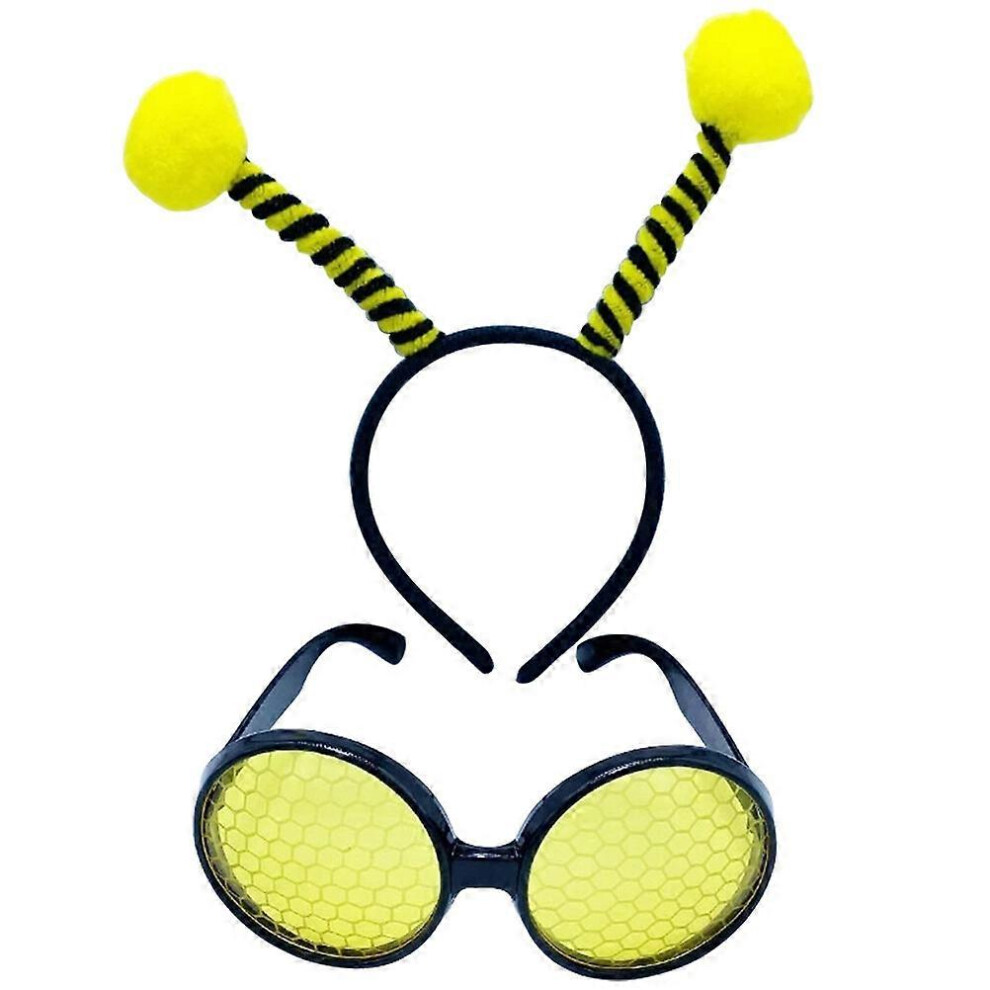 Kricely (As Show, One Size) 1 Set Bee Glass Headband Cartoon Bee Eyeglass Hairband Halloween Costume Props