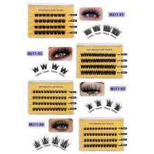 (As show, One size) Segmented False Eyelashes Set Individual Lash Clusters Kit Glue-Free Pre Bond Self-adhesive Fake Eye
