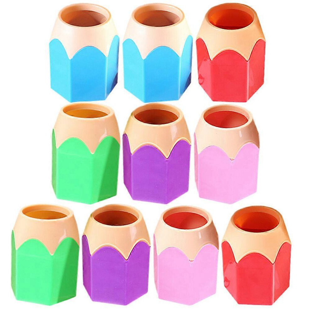 Kricely (As Show, One Size) 10Pcs Cute Pencil Holder Aesthetic Pen Holder Crayon Storage Containers Dispenser For Pencils