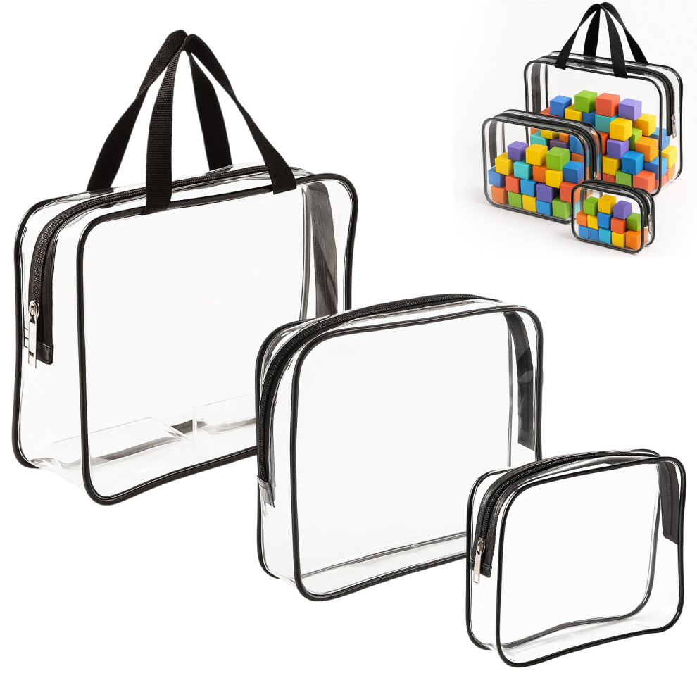 3 Packs Clear PVC Toy Storage Bags for Travel Toiletry Bags