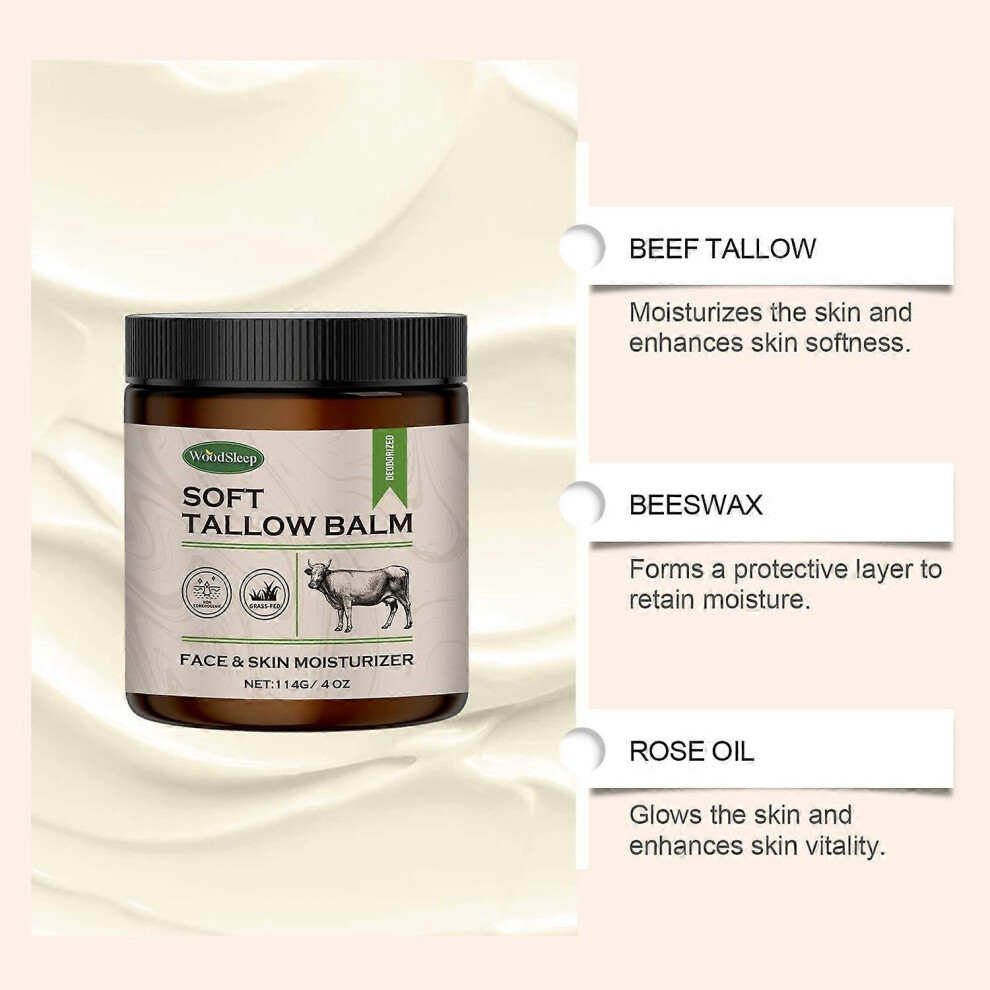 Cream (As Show, One Size) Woodsleep Soft Tallow Balm Face Skin Moisturizer Tallow Moisturizing Body Care Nourishin