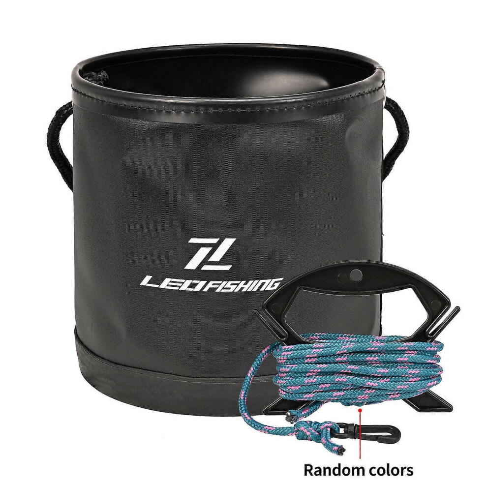 (As Show, One Size) Round Folding Fishing Bucket With Lanyard Fishing Equipment For Fishing 6909775614228