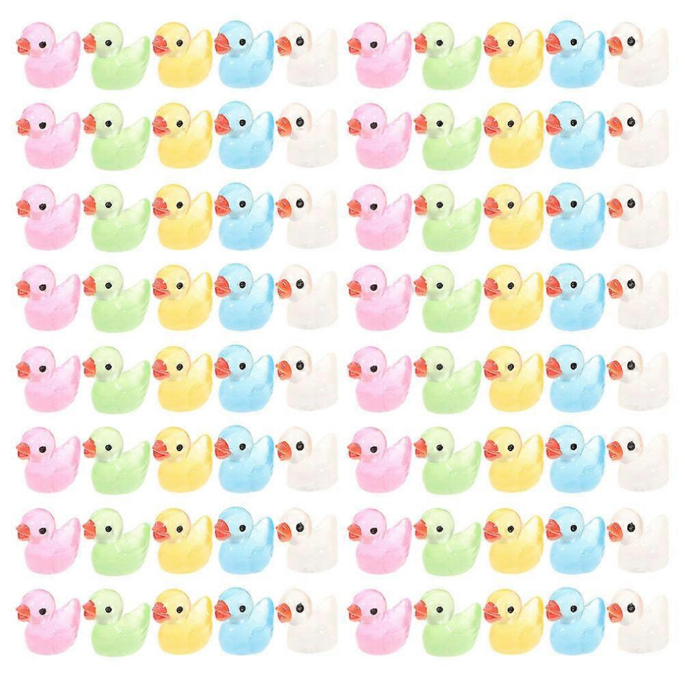 Kricely (As Show, One Size) 100Pcs Mini Duck Figurines Resin Duck Statues Mini Duck Figurines Decors For Home