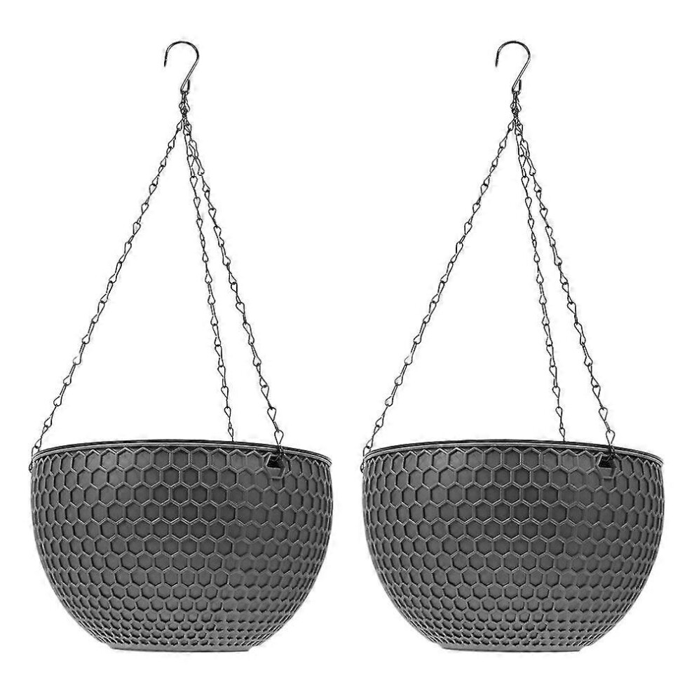 Kricely (As Show, One Size) 2Pcs Hanging Planter Plastic Honeycomb Rattan Weave Plant Basket For Indoor Outdoor