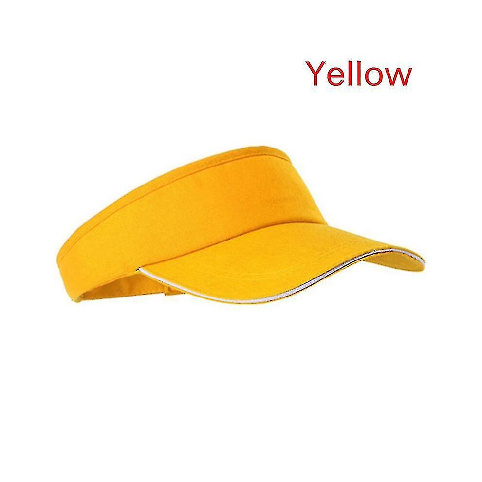 (Yellow, One size) Adjustable Unisex Men Women Plain Sun Visor Sport Golf Tennis Breathable Cap Hat SHYTMV-image-OPC-PH2VBZX-NEW
