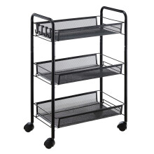 Jane Eyre 3-Tier Rolling Utility Storage Rack vagn p hjul Vagn Craft Cart Multi-Purpose Organizer Shelf Black