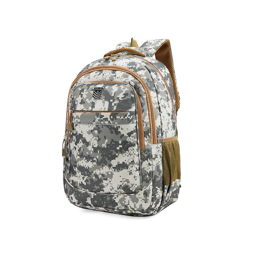 (Gray) Oxford Backpack Camouflage With Laptop Compartment For School Gift Bag Travel Gray