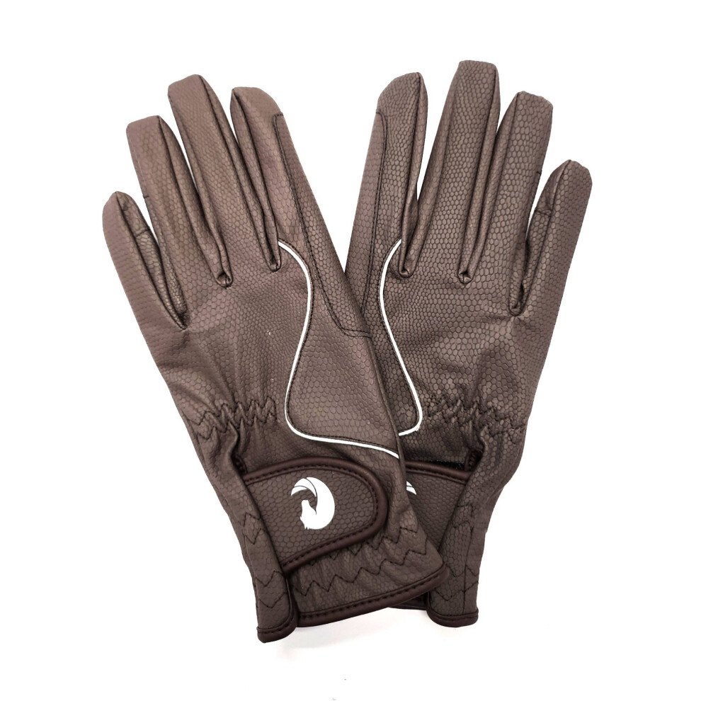 Coco Equestrian Brown (L) Ladies Breathable Synthetic Leather Horse Riding Gloves