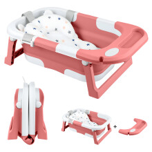 Foldable Baby Bathtub Infant Tub with Seat Support Heat-Sensitive