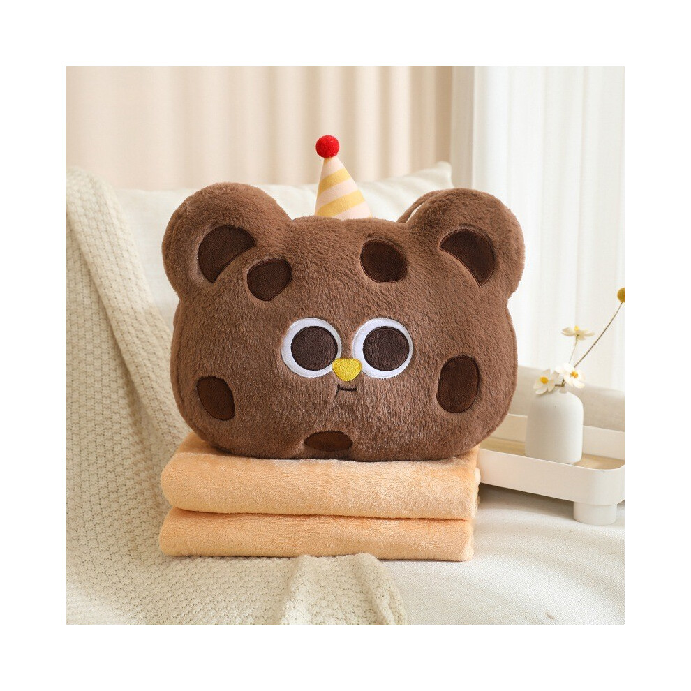 (Brown) Plush Bear Cartoon Toy Pillow Blanket 2in1 Comfy Cushion Office Gift Teens Nap-image-OPC-PH2VHRB-NEW