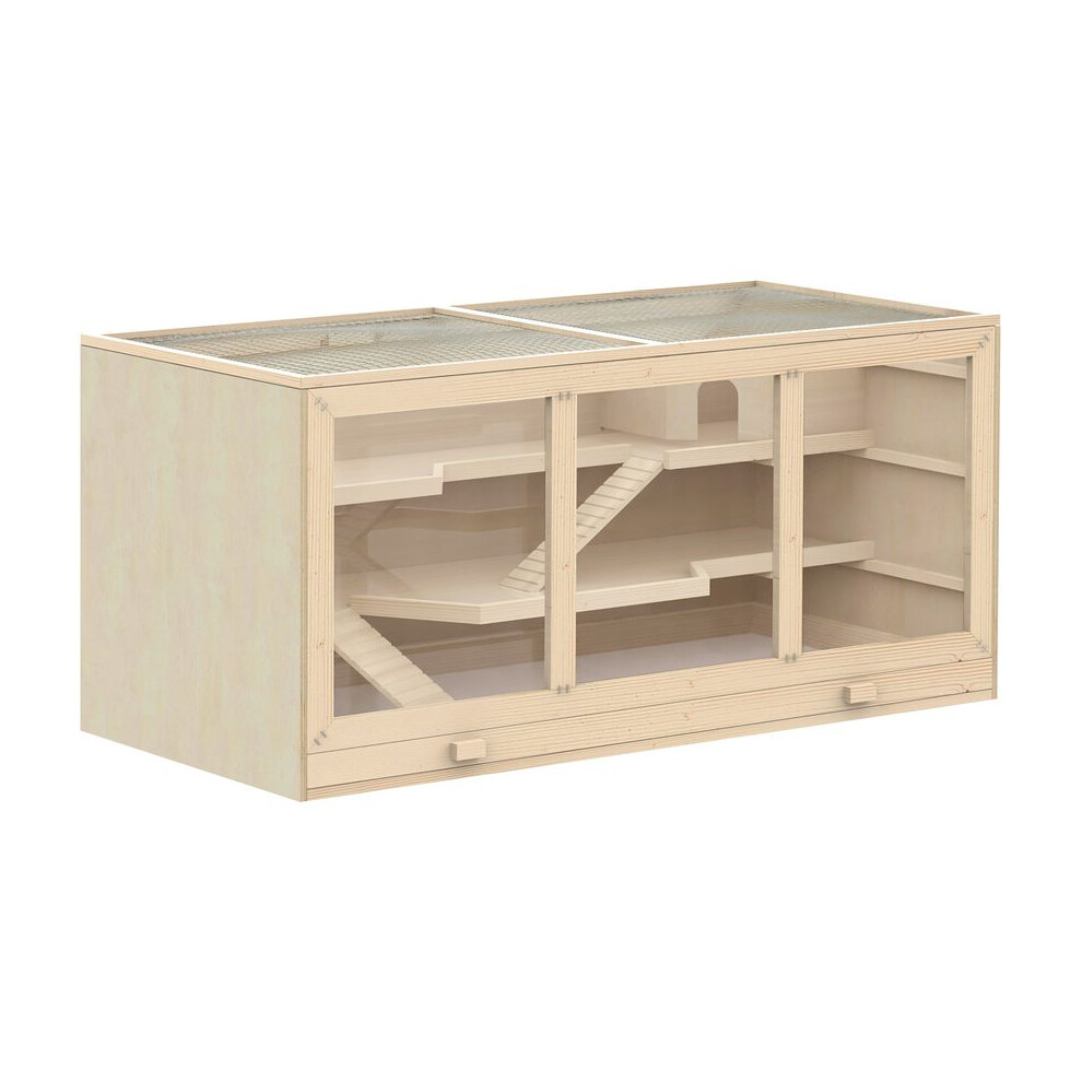 Pawhut Wooden Hamster Cage Rats Mice Rodent Small Animals Hutch Exercise Play House