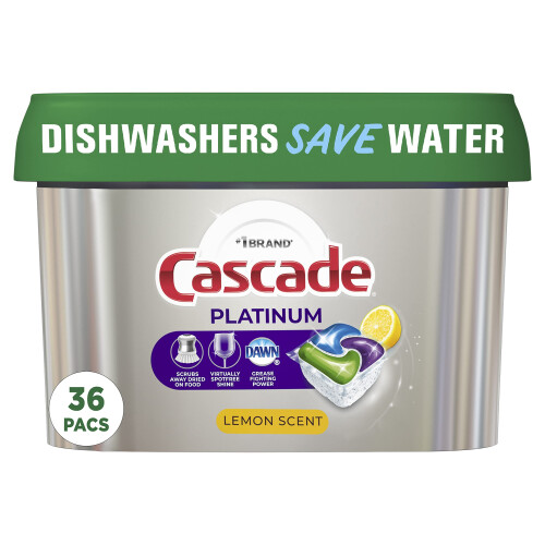 Cascade Platinum ActionPacs Dishwasher Detergent Pods  Lemon  36 Count 2