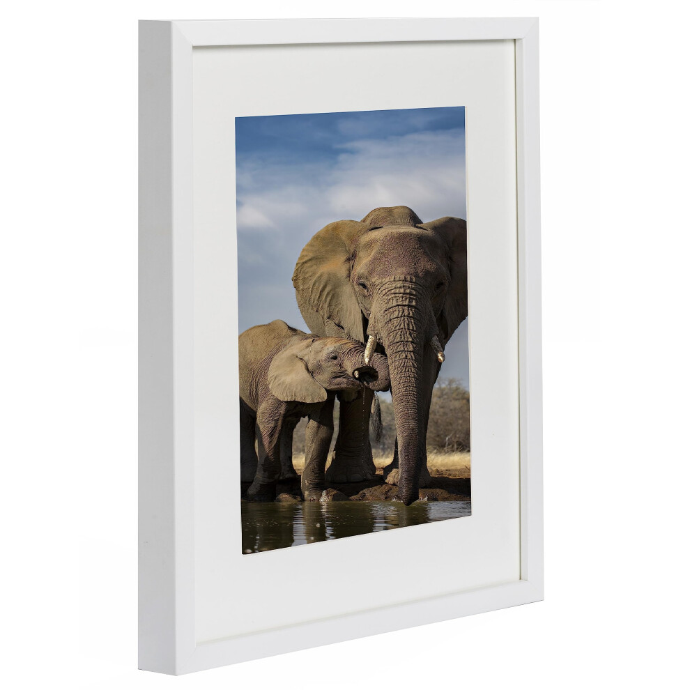 Cadre photo blanc BD ART 12x16 (30x40 cm) en bois et verre haute d   finition. Affichez des photos 8x12 avec passe-partout ou 12x16 sans passe-part