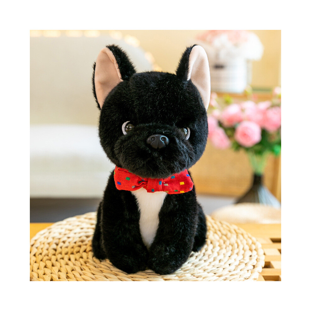 (French Bulldog Red Bow) Inu Shiba Plush Toy With Green Bow Soft Stuffed Animal For Children Companion