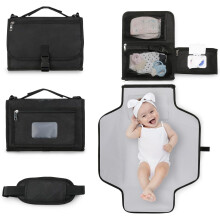 Portable Nappy Changing Mats with Wipes Pocket Travel Baby Changing Pads with Head Cushion for Infants Waterproof Diaper Changing Pads Newborn