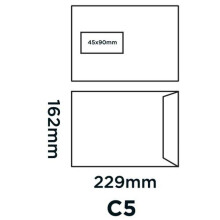 Pocket Self Seal Window White C5 229X162 100GSM - Box of 500