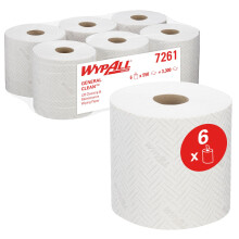 WypAll L20 Centrefeed 2-PLY Roll White for Reachplus (6-ROLLS)