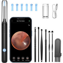 1080P Ear Wax Removal Kit with Camera - Ear Otoscope with 6 LEDs, Silicone Tips, WiFi-enabled, iPhone/iPad & Android Compatible