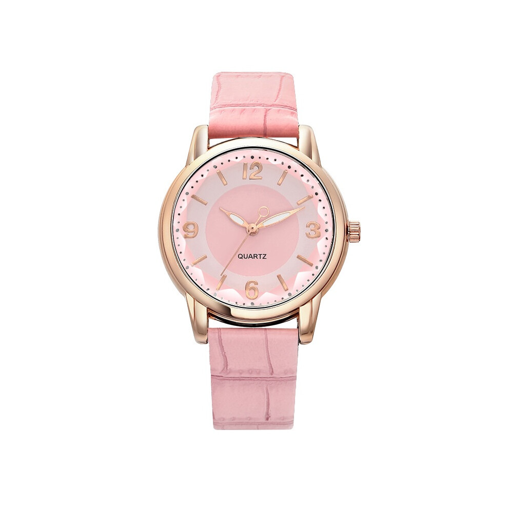 (Pink) Color Dual Dial Quartz Ladies Watch Casual Alloy Simple Wristwatch Elegant Gifts Pink