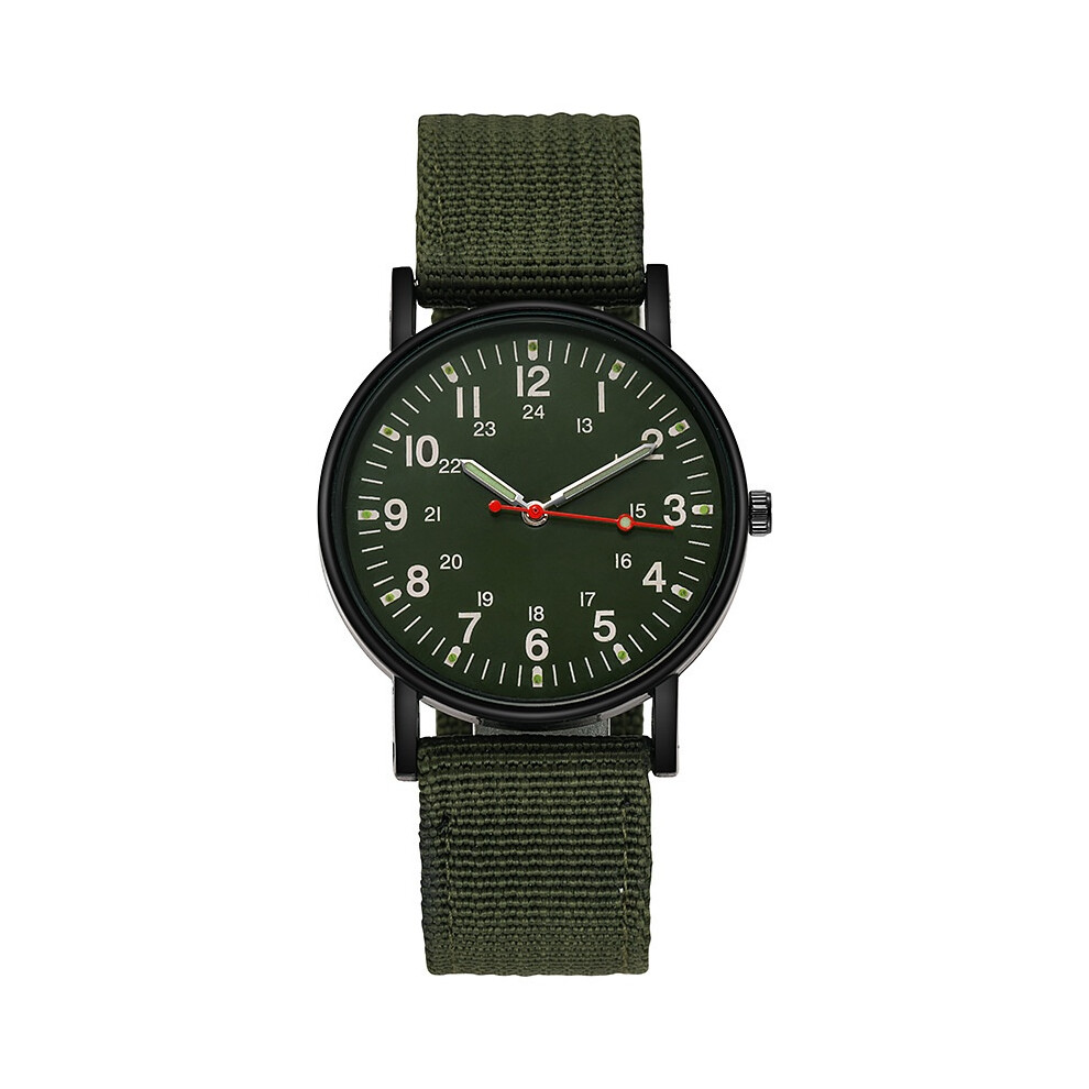 (Green) Analog Men Wrist Quartz Analog Watch Nylon Woven Strap Sports Casual Present Green