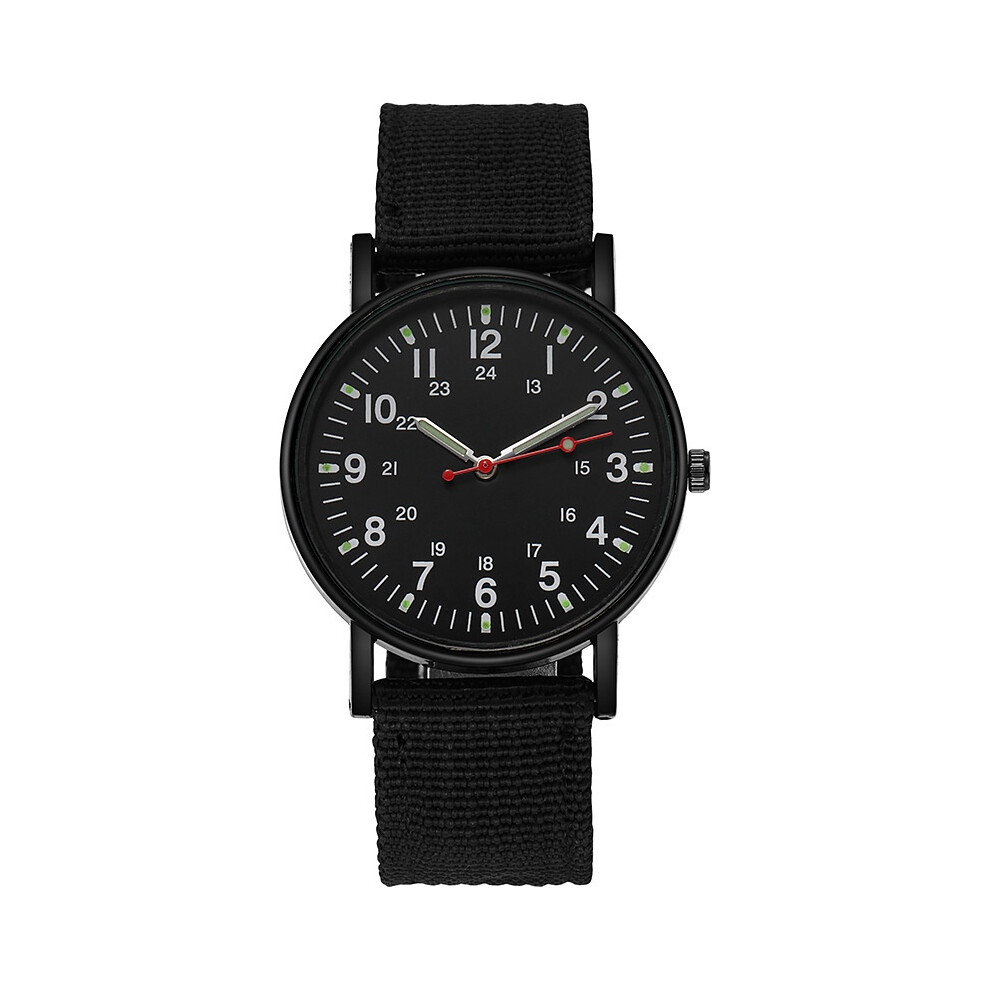 (Black) Analog Men Wrist Quartz Analog Watch Nylon Woven Strap Sports Casual Present Black