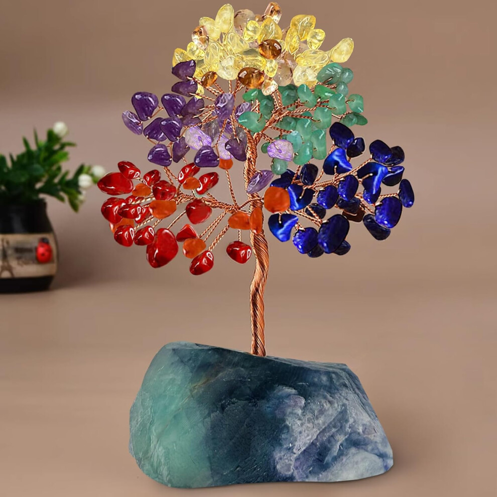 (6in, Multicolour) Quartz Crystal Tree of Life,Money Tree,Rose Quartz for Positive,Gifts for kids,Gifts for Women Mom,Handmade Reiki 7 Chakra for Home-image-OPC-PH2WP7X-NEW