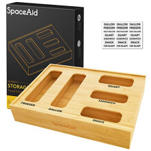 Organizador de Sacos SpaceAid para Gaveta de Cozinha, Organizador em Bambu, Compatível com Sacos de Vários Tamanhos
