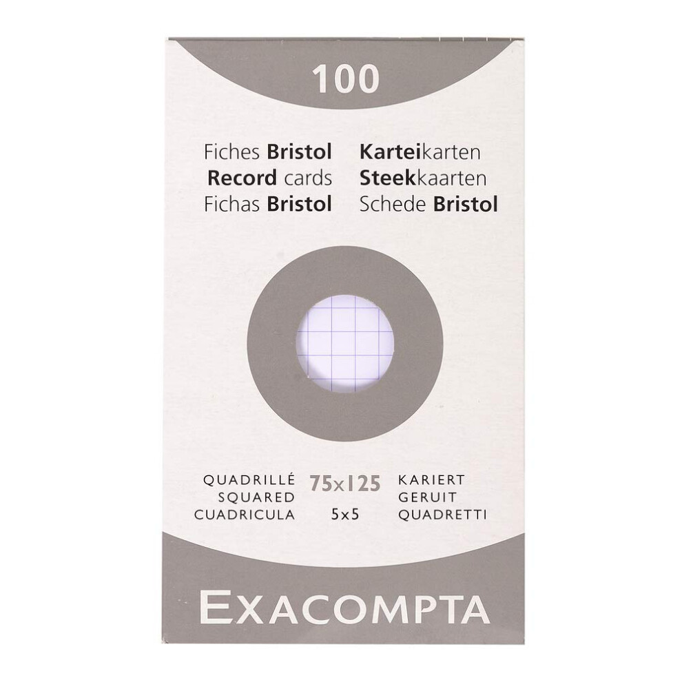 Fiches Bristol Exacomptan Quadrill Es Pour Impression 75 X 125 Mm - Blanc, Paquet De 100-image