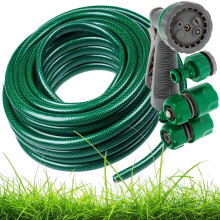 30M (98ft) Green Garden PVC Hose Pipe & Spray Attachment
