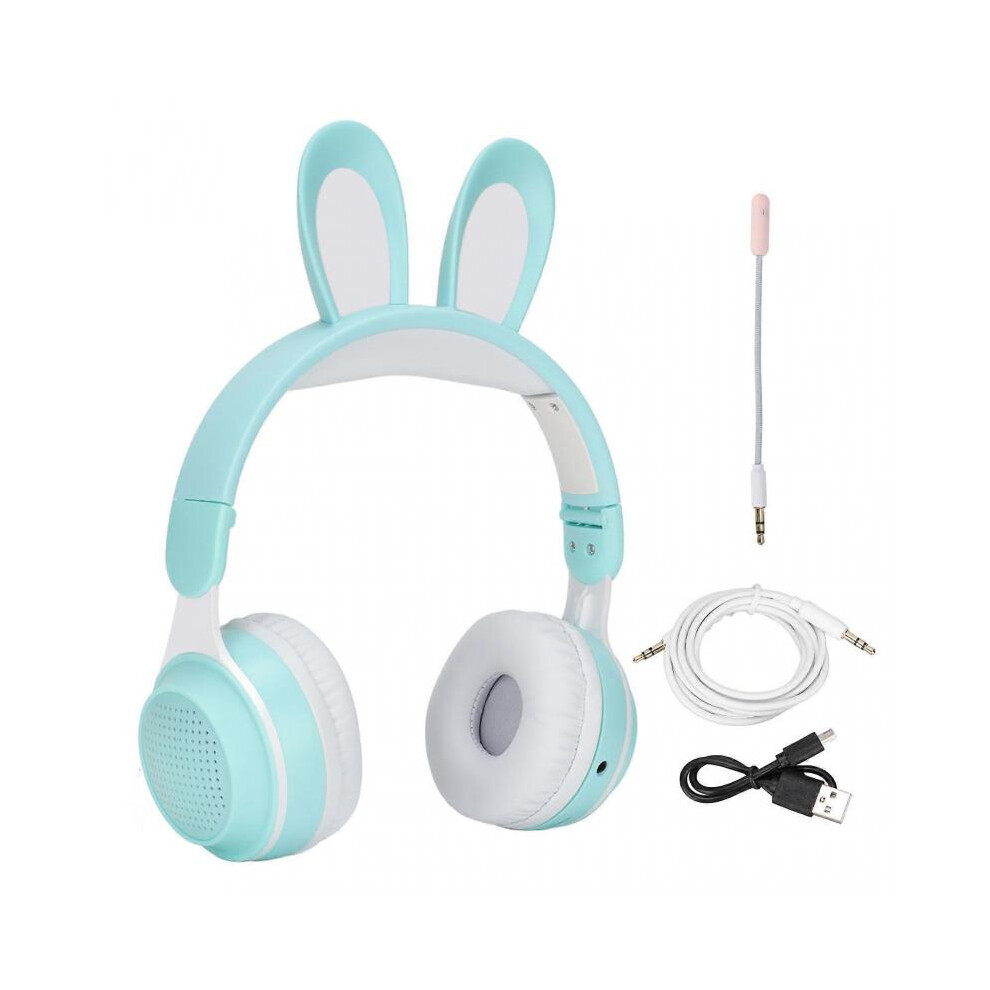 Rabbit Ear Bluetooth 5.0 Headphones Folding Kids Wireless Headset with LED Color Light for PC Tablet Online Learning-image-OPC-PH2X7K2-NEW