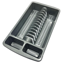 1 x Silver Dish Drainer Kitchen Sink Utensil Holder Drying Rack