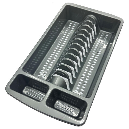 1 x Silver Dish Drainer Kitchen Sink Utensil Holder Drying Rack